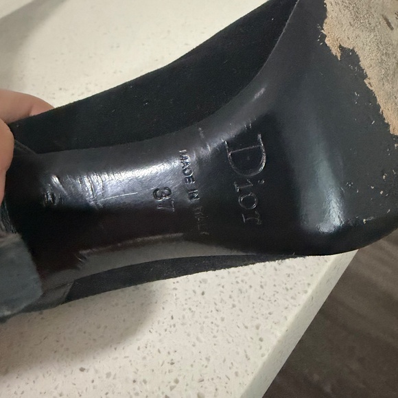 Vintage Dior black leather suede rebel pointed toe heels Y2K - Picture 5 of 8